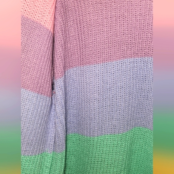 Ultra Flirt Medium Pastel Color Block Long Knit Cardigan - Picture 8 of 9
